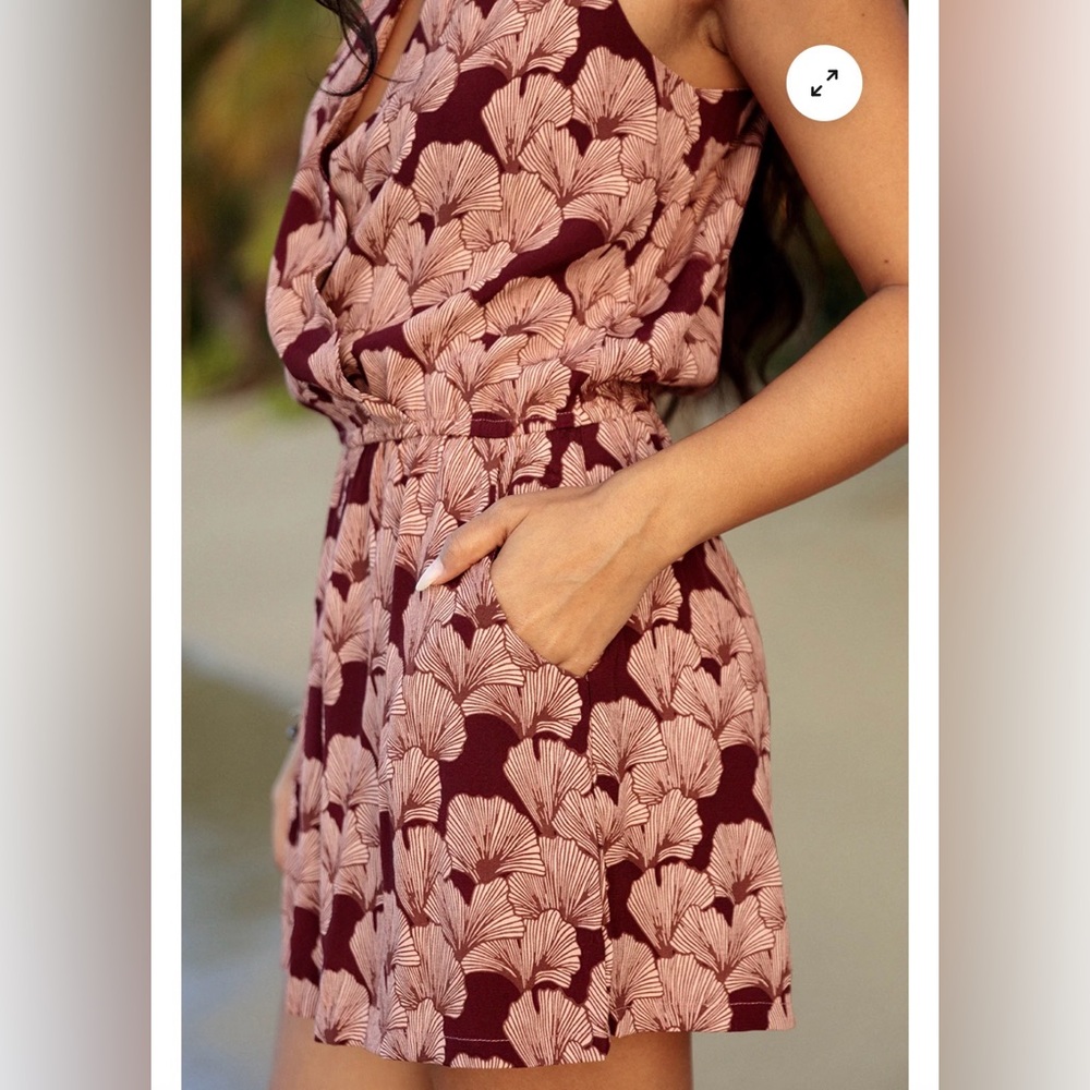 Fighting Eel Ava Sky Romper Skyler Maroon Ginkgo Jumpsuit small NWT - Picture 2 of 7